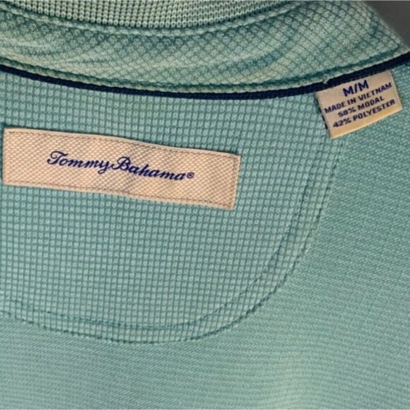 Tommy Bahama Mens Medium Pullover Short Sleeve Polo Golf Shirt Teal Green - Picture 5 of 8